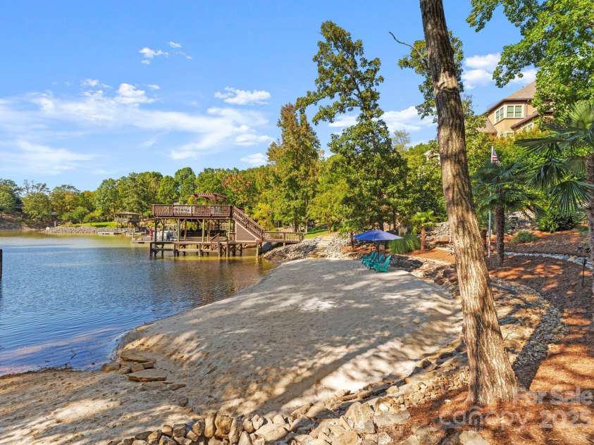 18420 Rosapenny Road, Charlotte, NC 28278.  MLS# CAR4240682, YatesRealty ID 16172. Beach and double deck dock