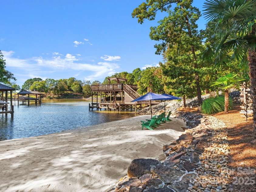 18420 Rosapenny Road, Charlotte, NC 28278.  MLS# CAR4240682, YatesRealty ID 16172. Beach and double-deck stationary dock