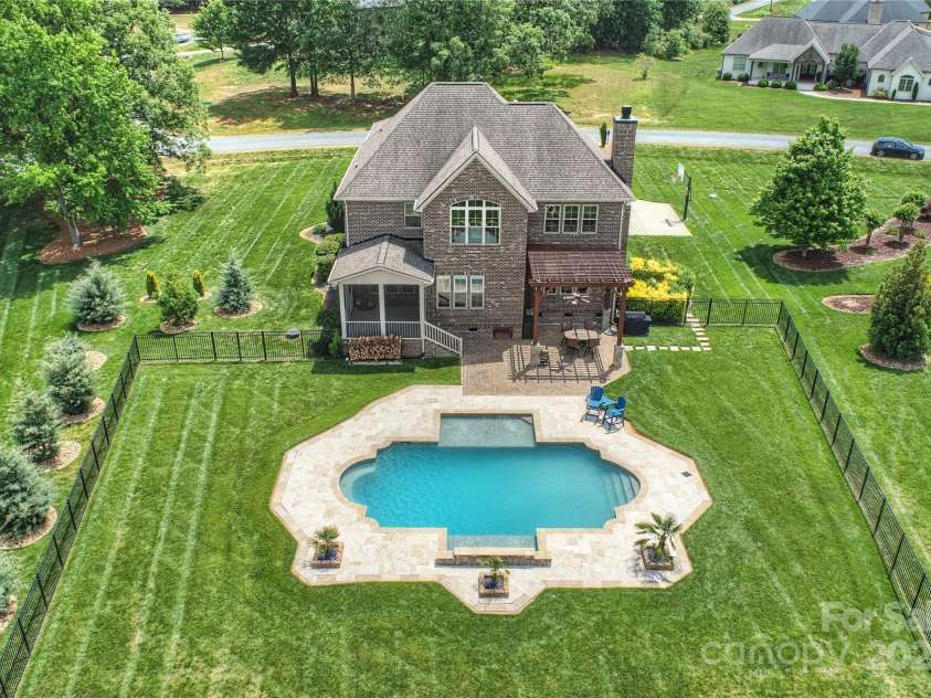 4941 Campobello Drive, Monroe, NC 28110.  MLS# CAR4257643, YatesRealty ID 16195. Rear Exterior Aerial