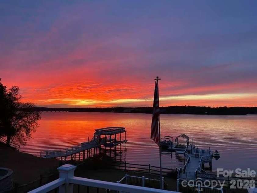 15236 Elena Drive, Charlotte, NC 28278.  MLS# CAR4368720, YatesRealty ID 16227. View from the Deck at Sunset