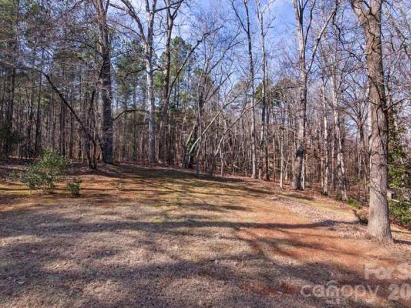 4709 Trey View Court, Mint Hill, NC 28227.  MLS# CAR4173427, YatesRealty ID 16368. View of backyard/trees and adjoining treed common area of this beautiful community continuing behind other brick homes of Hidden Forest.  (Rear lot fencing allowed with HOA approval.)