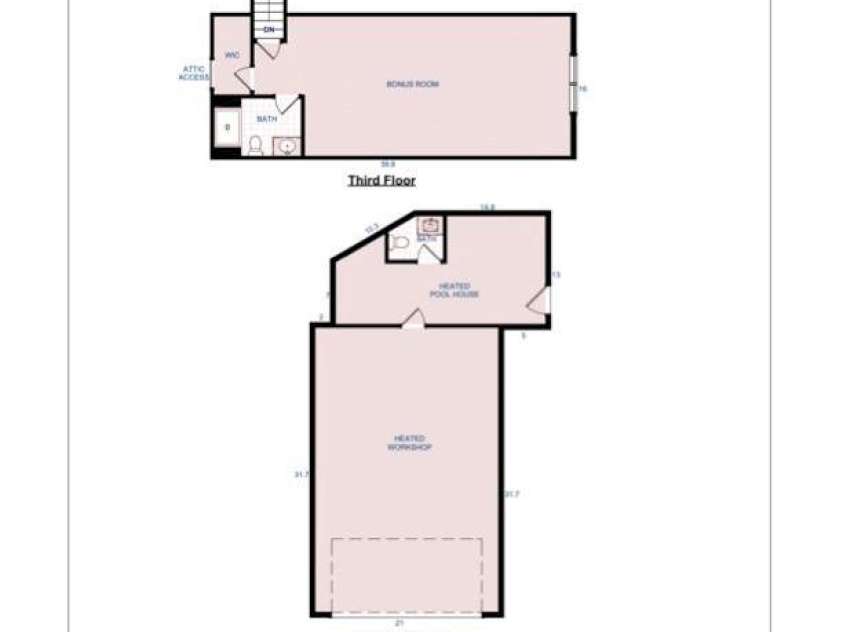388 Cove Creek Loop, Mooresville, NC 28117.  MLS# CAR4304115, YatesRealty ID 16390. 3rd floor layout & Workshop - Pool House