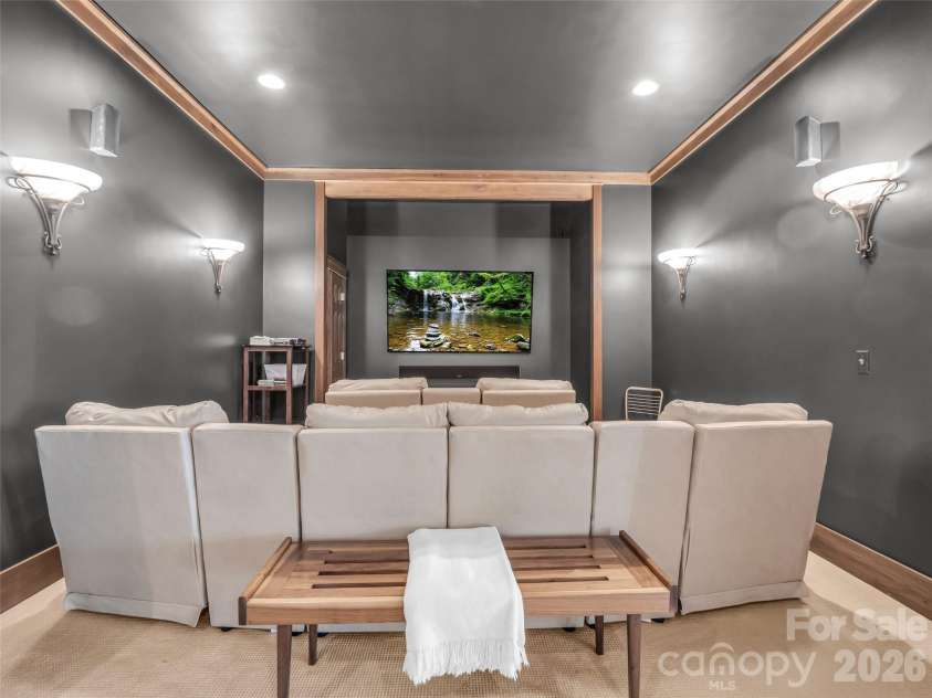 720 Overlook Drive, Flat Rock, NC 28731.  MLS# CAR4365121, YatesRealty ID 16429. Private home theater for elevated entertainment