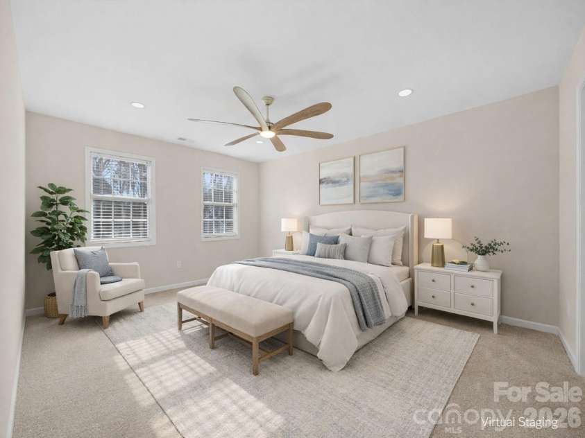 2912 Tallard Lane, Charlotte, NC 28270.  MLS# CAR4336197, YatesRealty ID 16432. Virtually Staged Primary Bedroom
