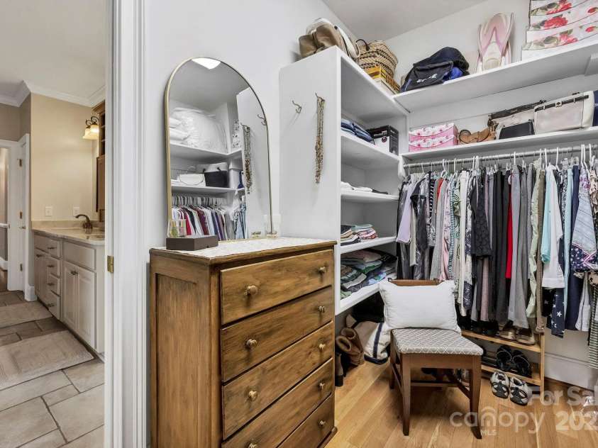 2102 Lake Road, Ridgeway, SC 29130.  MLS# CAR4256737, YatesRealty ID 16450. Dual walk-in closets with solid wood shelves.