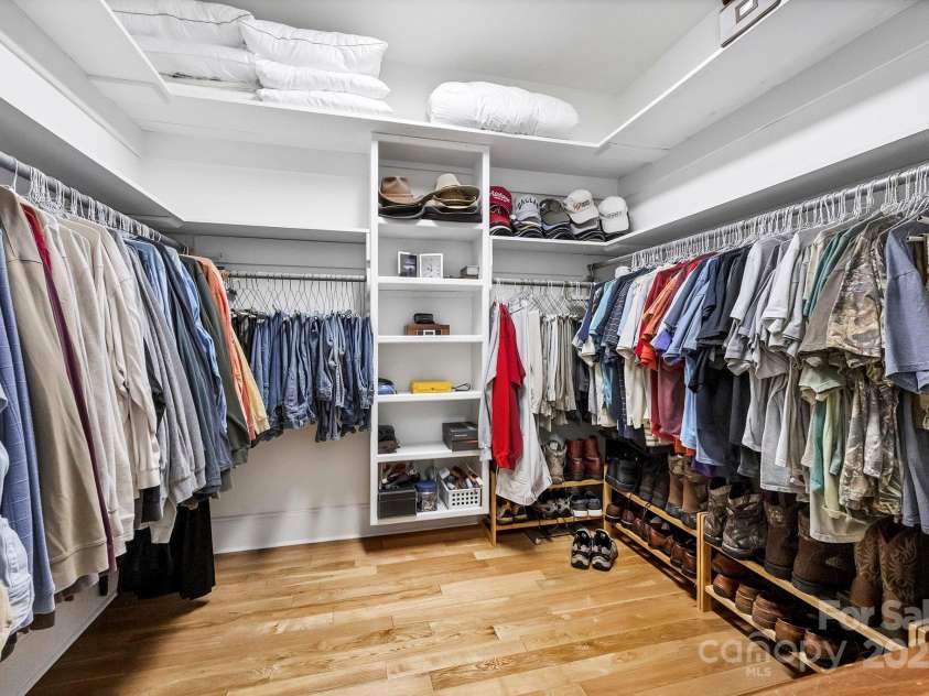 2102 Lake Road, Ridgeway, SC 29130.  MLS# CAR4256737, YatesRealty ID 16450. Dual walk-in closets with solid wood shelves.