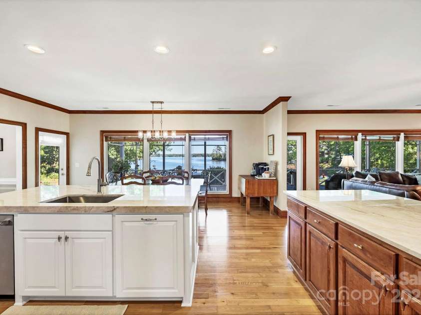 2102 Lake Road, Ridgeway, SC 29130.  MLS# CAR4256737, YatesRealty ID 16450. View from the Foyer straight through to the Kitchen and the lake.