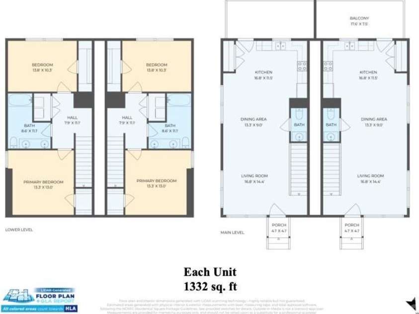 30 and 32 View Street, Asheville, NC 28804.  MLS# CAR4375347, YatesRealty ID 16534. Floor Plan