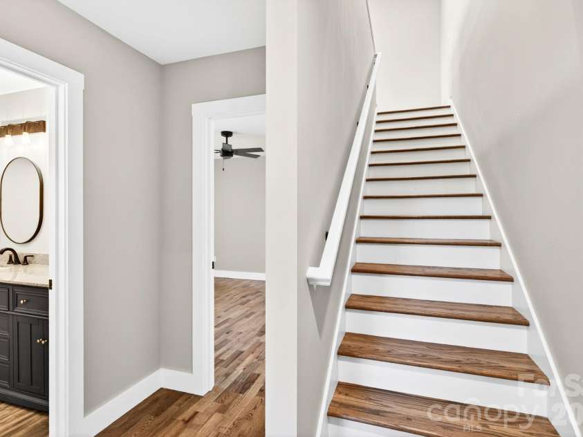 30 and 32 View Street, Asheville, NC 28804.  MLS# CAR4379650, YatesRealty ID 16534. Stairs to Lower Level