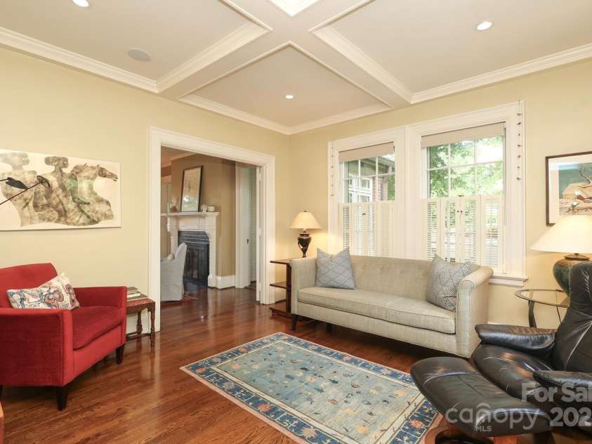 801 Berkeley Avenue, Charlotte, NC 28203.  MLS# CAR4243882, YatesRealty ID 16552. View to living room