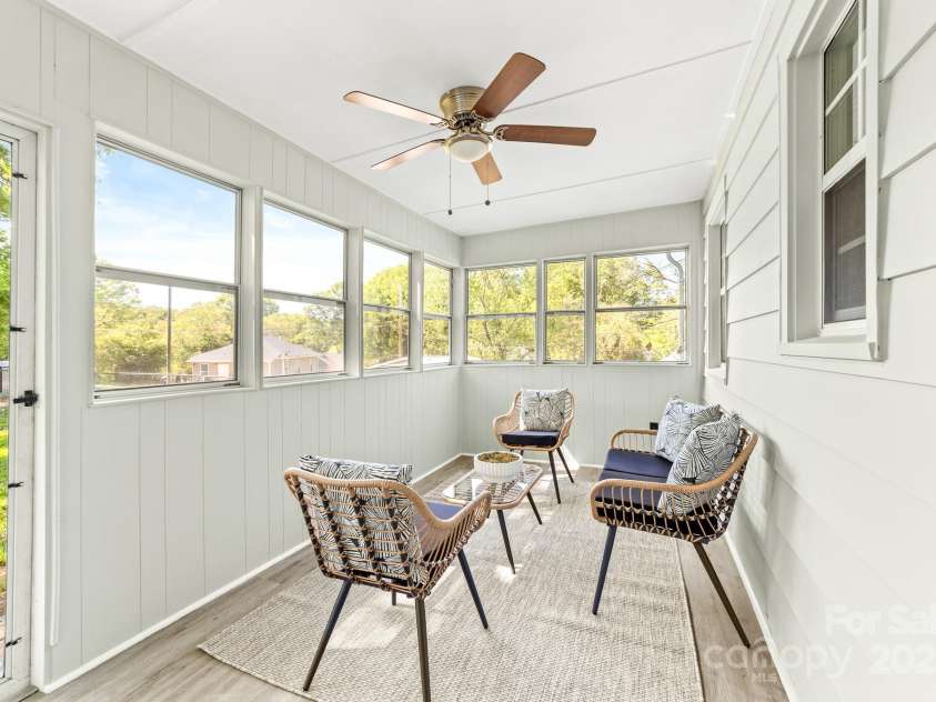 1905 Wood Street, Gastonia, NC 28052.  MLS# CAR4240049, YatesRealty ID 16553. Enclosed Back Porch with ceiling fan