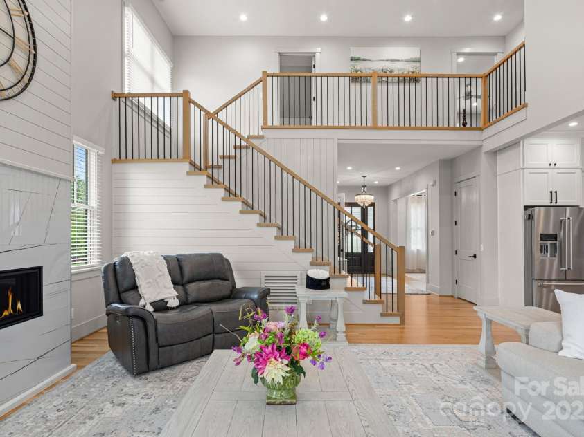 301 Rockbridge Road, Mills River, NC 28759.  MLS# CAR4265913, YatesRealty ID 16585. Living Room Looking at stairway