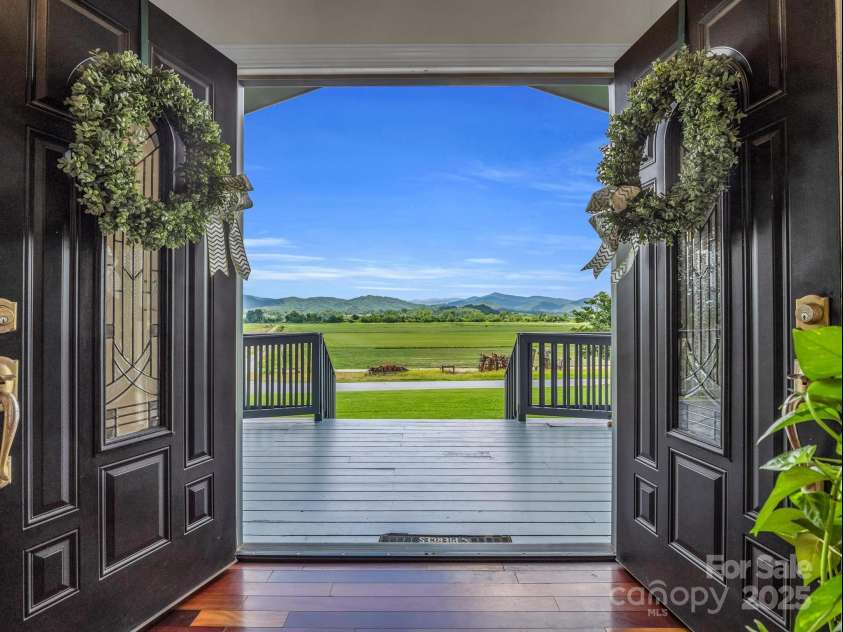 24 Middlemount Road, Pisgah Forest, NC 28768.  MLS# CAR4245556, YatesRealty ID 16634. View from the double front doors!