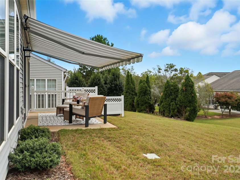 17436 Hawks View Drive, Indian Land, SC 29707.  MLS# CAR4309936, YatesRealty ID 16883. Patio with Retractable Awning