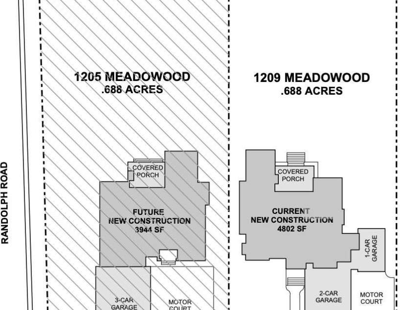 1205 Meadowood Lane, Charlotte, NC 28211.  MLS# CAR4344070, YatesRealty ID 1689. This lot was subdivided. The house currently listed is 1205 Meadowood Lane on the left.