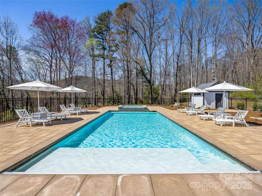 59 Bradford Hill Road, Mills River, NC 28759.  MLS# CAR4241459, YatesRealty ID 16892. 18’ x 38’ propane-heated salt water gunite pool