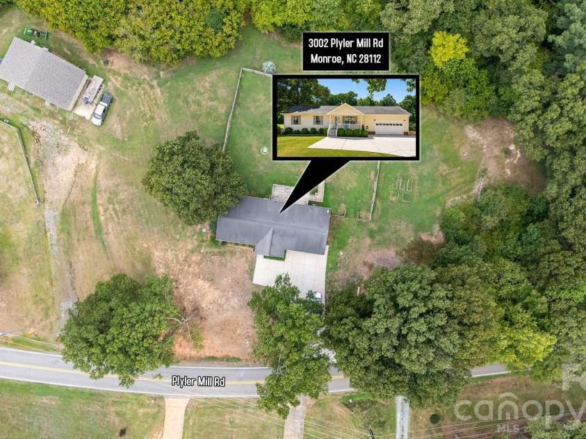 3002 Plyler Mill Road, Monroe, NC 28112.  MLS# CAR4330579, YatesRealty ID 16894. 