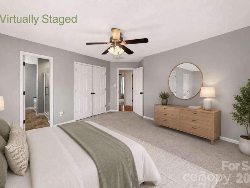 3002 Plyler Mill Road, Monroe, NC 28112.  MLS# CAR4330579, YatesRealty ID 16894. Primary bedroom virtually staged