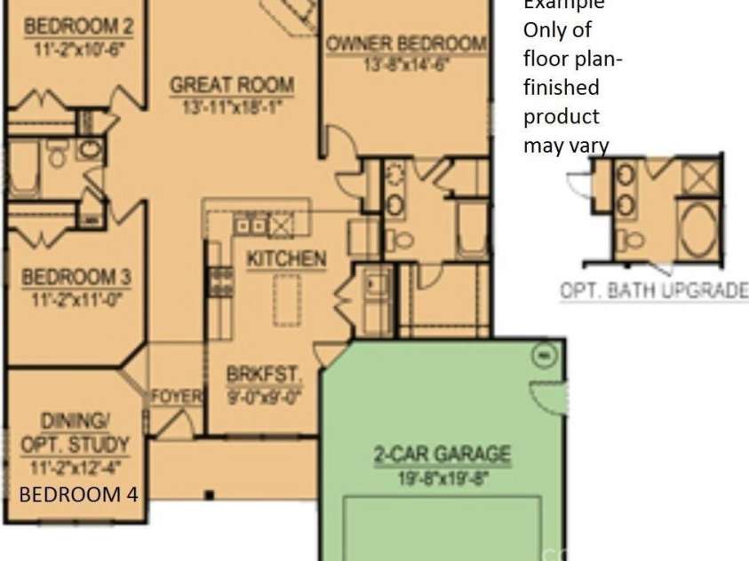 919 Pearl Street, Pageland, SC 29728.  MLS# CAR4205573, YatesRealty ID 16897. Example only.  Finished home may vary from drawing.