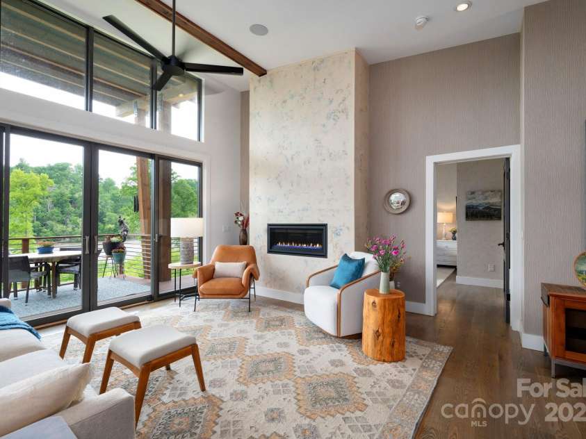 34 River Run, Asheville, NC 28804.  MLS# CAR4260631, YatesRealty ID 16973. Vented gas fireplace, primary on main