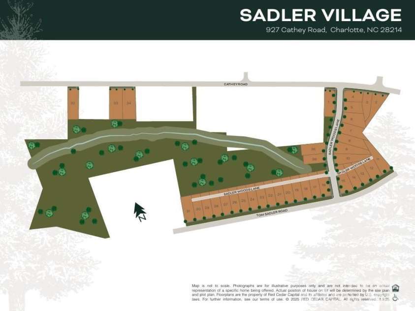 2043 Sadler Woods Lane, Charlotte, NC 28214.  MLS# CAR4265921, YatesRealty ID 17018. Sadler Village Site Map