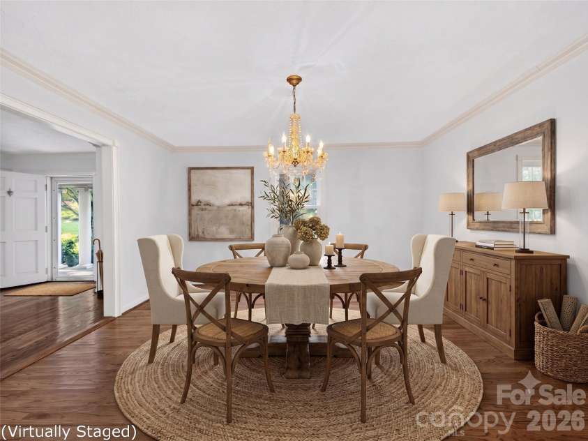 110 Glengary Drive, Flat Rock, NC 28731.  MLS# CAR4351379, YatesRealty ID 17194. Dining Room Virtually Staged