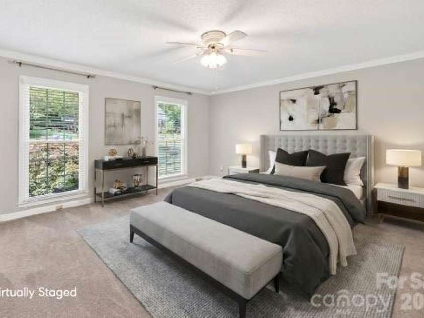 8500 Prince George Road, Charlotte, NC 28210.  MLS# CAR4373472, YatesRealty ID 17261. Virtually staged primary bedroom