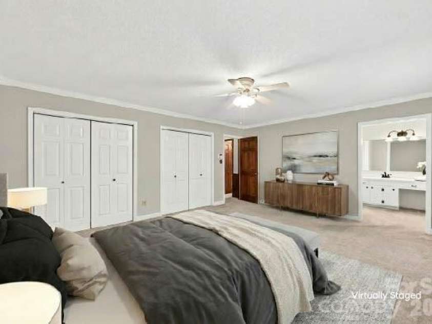 8500 Prince George Road, Charlotte, NC 28210.  MLS# CAR4373472, YatesRealty ID 17261. Virtually staged primary bedroom
