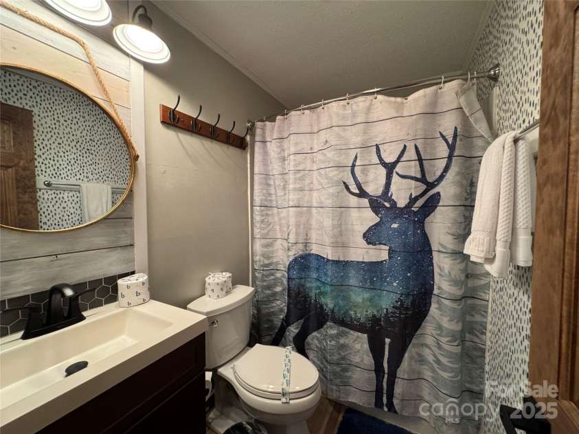 367 Skyleaf Drive, Sugar Mountain, NC 28604.  MLS# CAR4266334, YatesRealty ID 17309. Guest bathroom