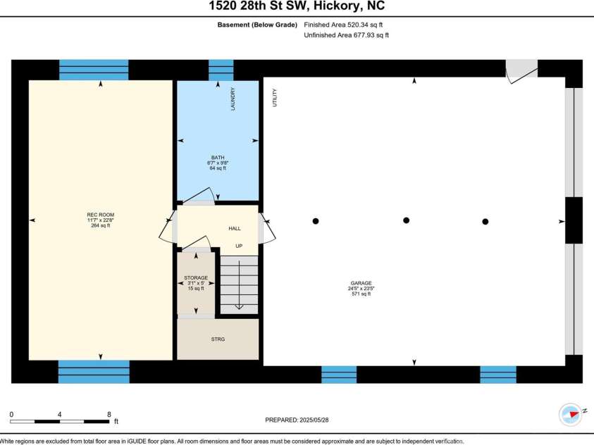 1520 28th Street, Hickory, NC 28602.  MLS# CAR4262661, YatesRealty ID 17326. Lower Level Floor Plan