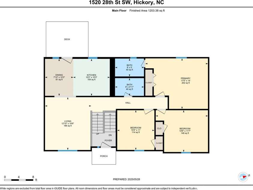 1520 28th Street, Hickory, NC 28602.  MLS# CAR4262661, YatesRealty ID 17326. Main Level Floor Plan