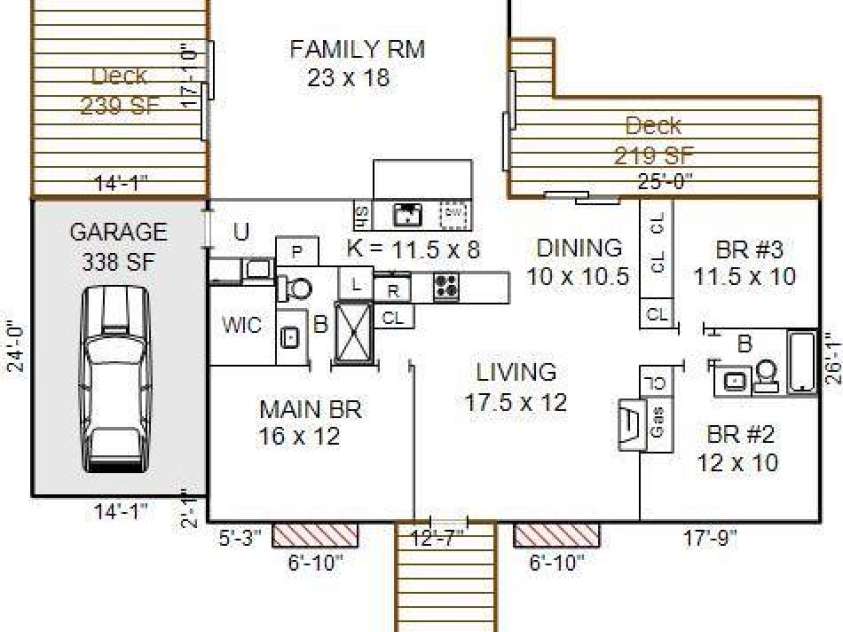 960 Middle Connestee Trail, Brevard, NC 28712.  MLS# CAR4373421, YatesRealty ID 17355. Floor Plan and Measurements