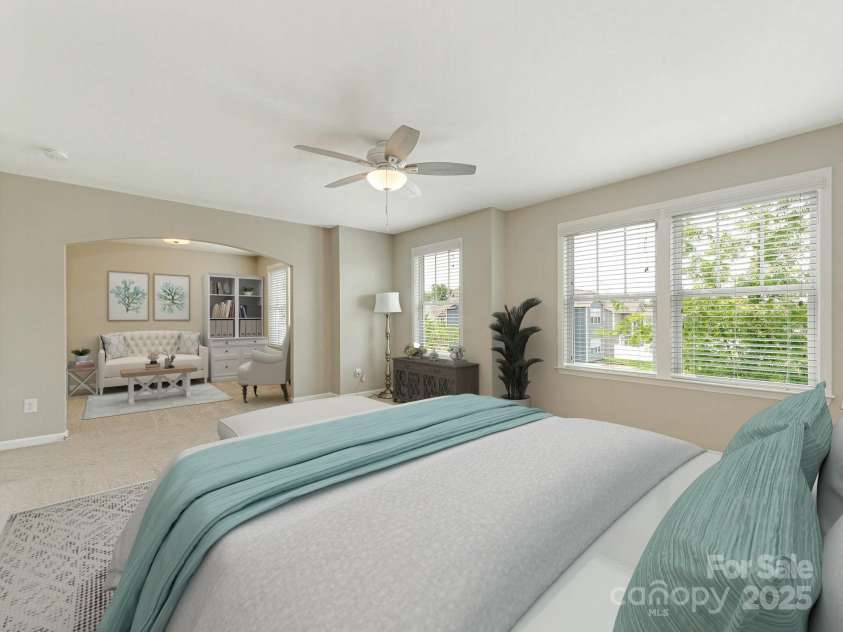 4912 Grace View Drive, Pineville, NC 28134.  MLS# CAR4261040, YatesRealty ID 17367. Primary Bedroom and Sitting area Virtually Staged