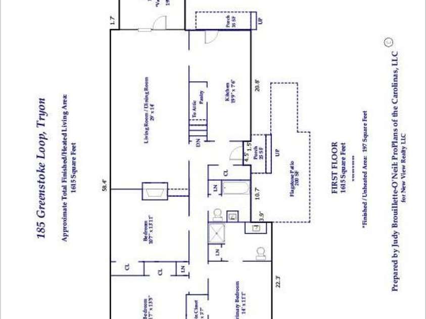 185 Greenstoke Loop, Tryon, NC 28782.  MLS# CAR4261125, YatesRealty ID 17387. Floor plan main level
