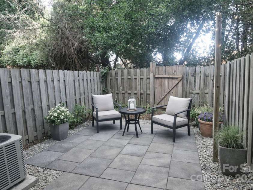9432-D Lexington Circle, Charlotte, NC 28213.  MLS# CAR4332277, YatesRealty ID 17473. Staged virtually- patio area