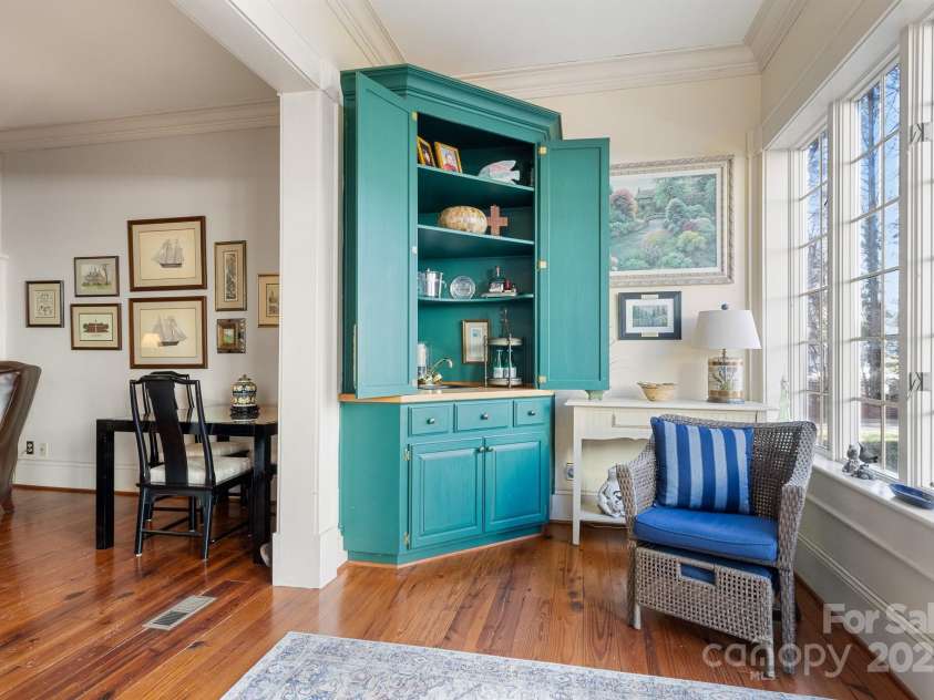 1335 Marion Street, Shelby, NC 28150.  MLS# CAR4220085, YatesRealty ID 17505. Look at the built-in wet bar corner cabinet!