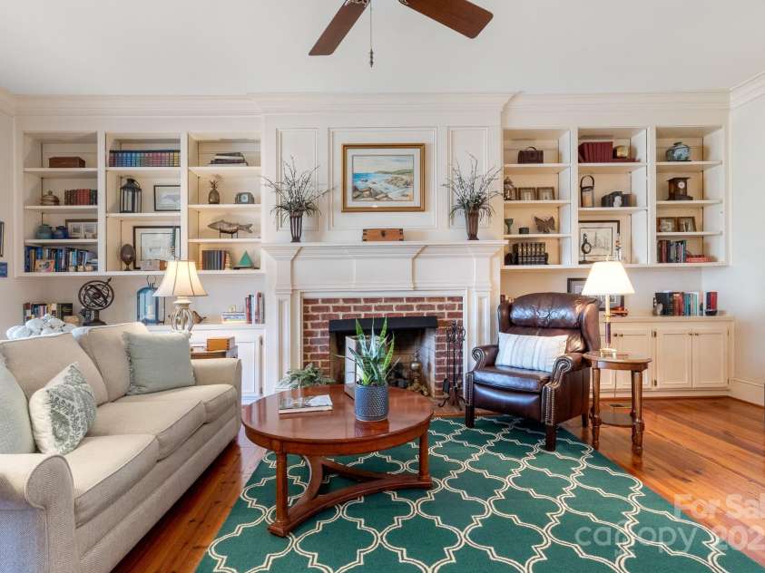 1335 Marion Street, Shelby, NC 28150.  MLS# CAR4220085, YatesRealty ID 17505. ...w/ built-in cabinetry and gas log fireplace