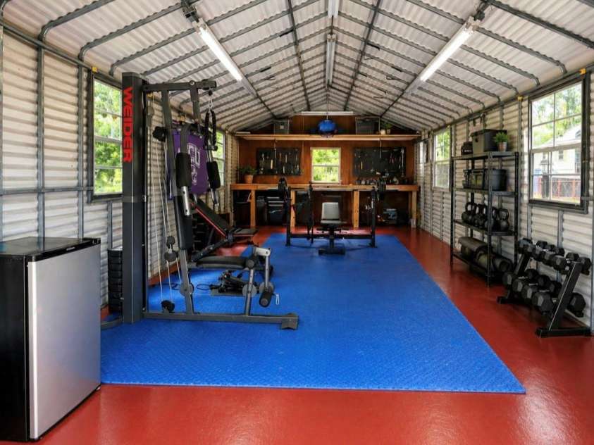 438 Union Cemetery Road, Concord, NC 28027.  MLS# CAR4373356, YatesRealty ID 17549. Gym concept for Storage Building use