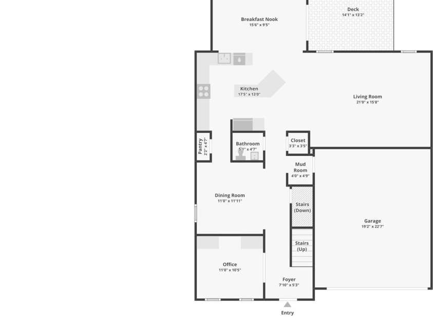 2271 Stone Pile Drive, Concord, NC 28025.  MLS# CAR4330915, YatesRealty ID 17561. Main level floorplan