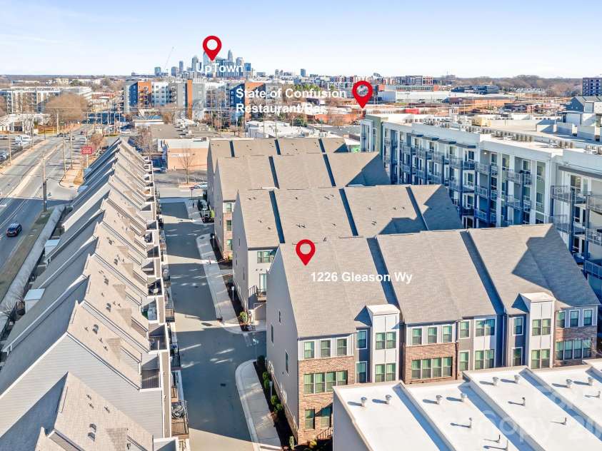 1226 Gleason Way, Charlotte, NC 28217.  MLS# CAR4336761, YatesRealty ID 17562. Private end-unit, quietly tucked away from the main road for added peace and privacy