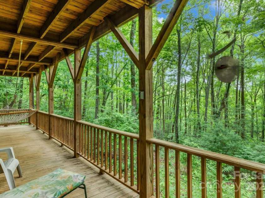 1501 Tanglewood Lane, Saluda, NC 28773.  MLS# CAR4266264, YatesRealty ID 17595. Lower level full length deck