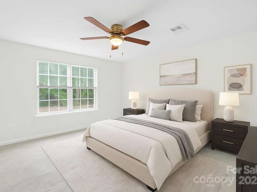 2012 Slippery Rock Lane, Monroe, NC 28112.  MLS# CAR4254681, YatesRealty ID 17633. Primary bedroom Virtual Staged
