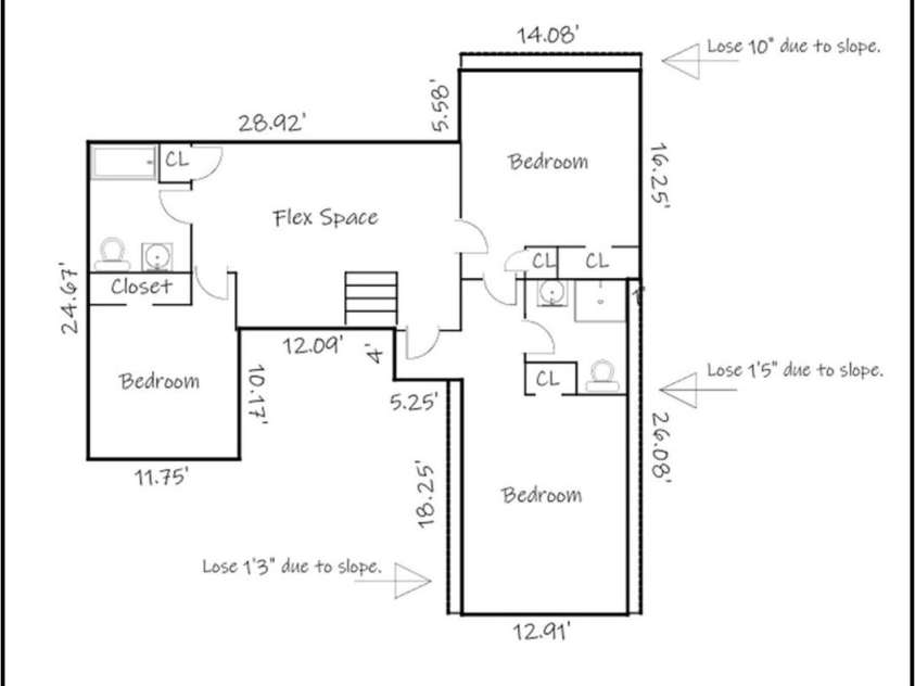 3124 17th Street Lane, Hickory, NC 28601.  MLS# CAR4260375, YatesRealty ID 17655. Floor Plan Upper Level