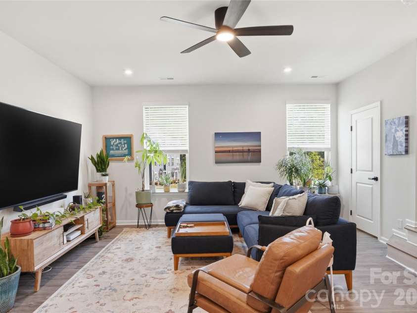 1311 Ashbury Street, Charlotte, NC 28216.  MLS# CAR4370240, YatesRealty ID 17660. Living Room w/ Ceiling Fan and recessed lighting