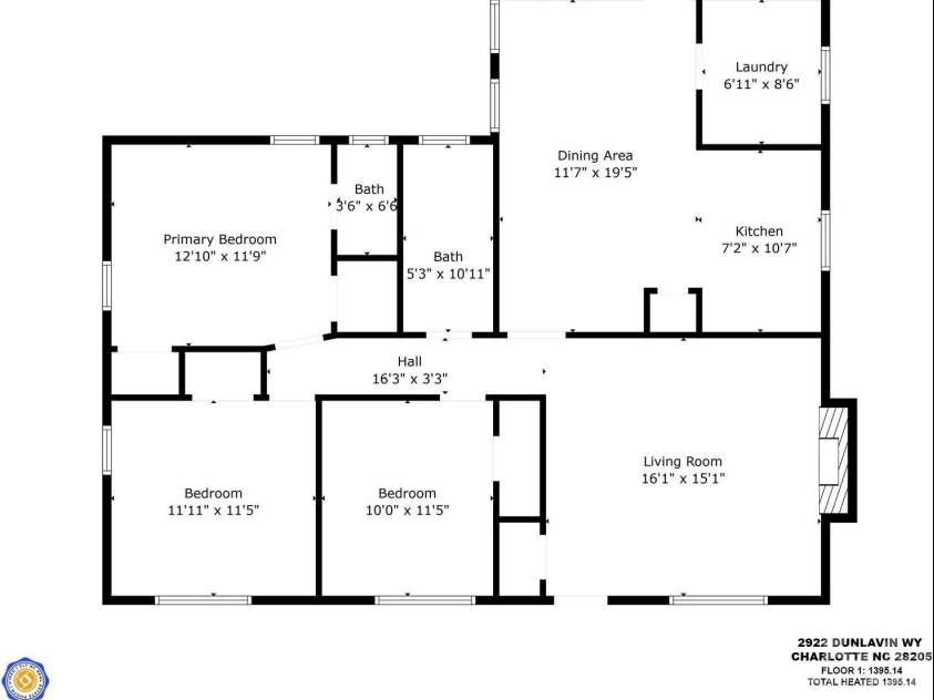 2922 Dunlavin Way, Charlotte, NC 28205.  MLS# CAR4234177, YatesRealty ID 17663. 