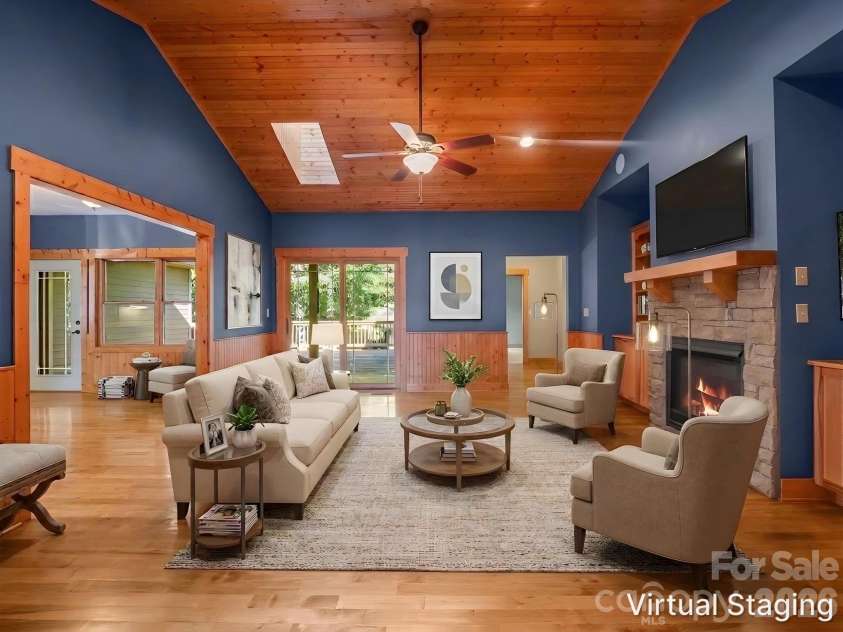 82 Red Mulberry Drive, Zirconia, NC 28790.  MLS# CAR4363684, YatesRealty ID 17694. Living room - virtually staged