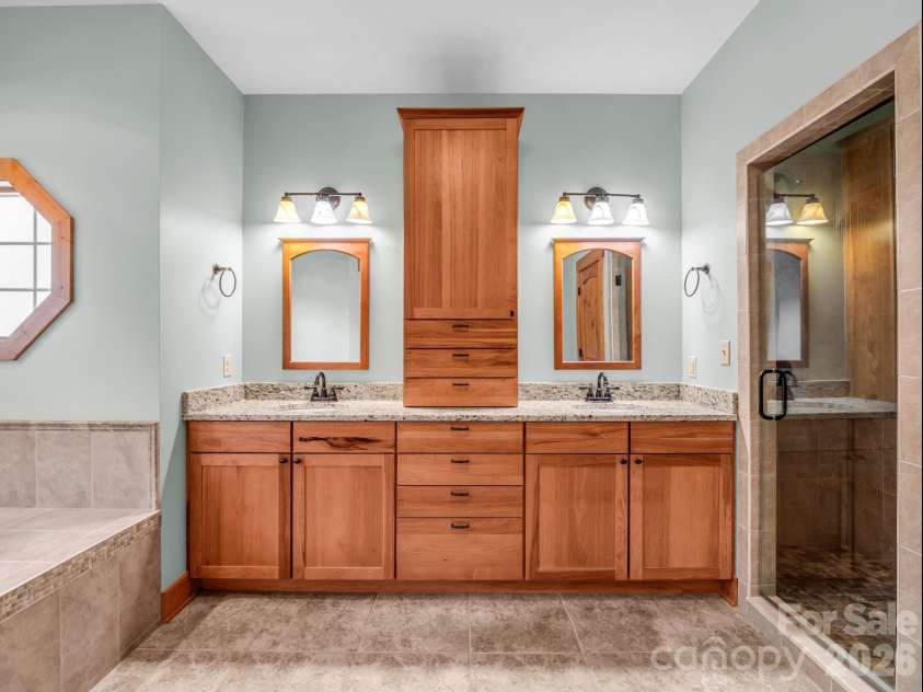 82 Red Mulberry Drive, Zirconia, NC 28790.  MLS# CAR4363684, YatesRealty ID 17694. Primary bathroom