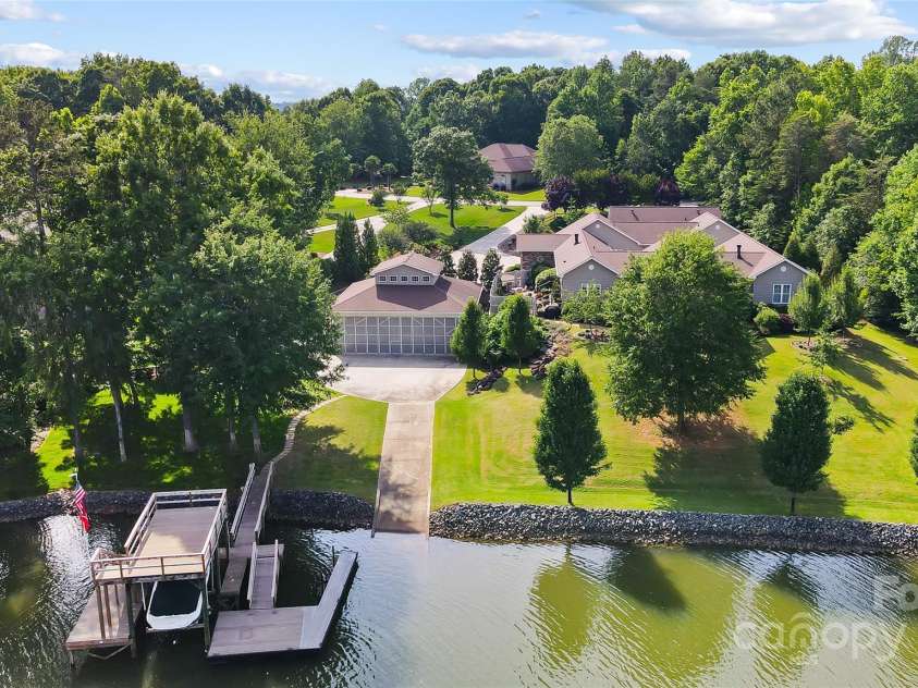 2354 Valelake Road, York, SC 29745.  MLS# CAR4266023, YatesRealty ID 17806. Sky view of the Seaplane Hangar and the dock