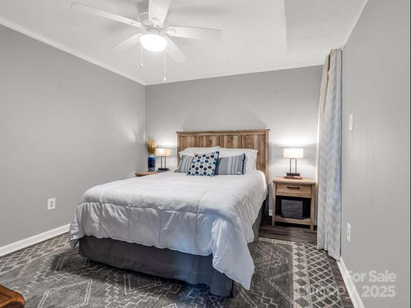 195 White Pine Drive, Lake Lure, NC 28746.  MLS# CAR4266532, YatesRealty ID 17828. Guest bedroom in the lower level finished basement.