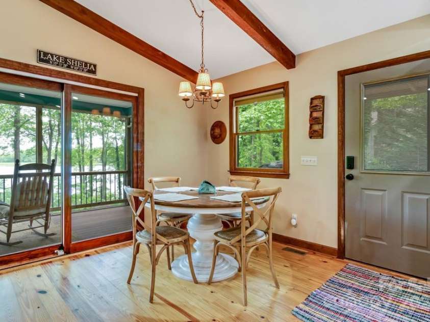 609 Haven Drive, Saluda, NC 28773.  MLS# CAR4247056, YatesRealty ID 17919. Dining in or outside take in the views of the lake.